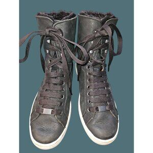 Ugg Leather Starlyn Lace Up High Top Shearling Sneaker Booties Women 7.5